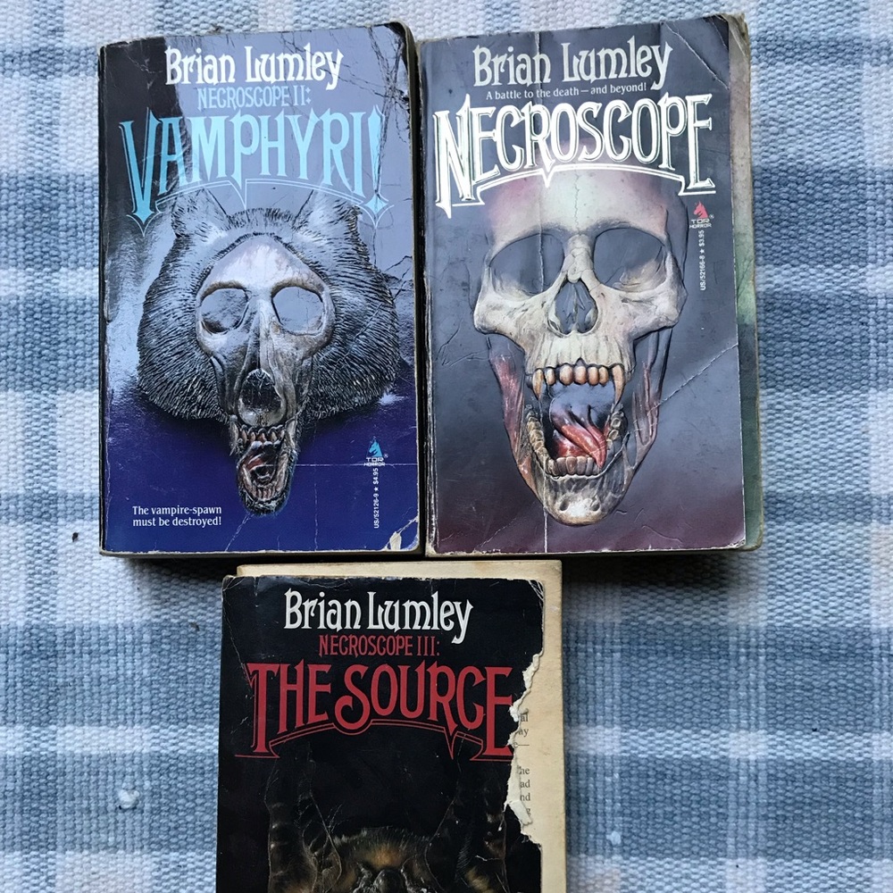3 Brian Lumley Books - paperback - Necroscope, Vamphyri!, The Source